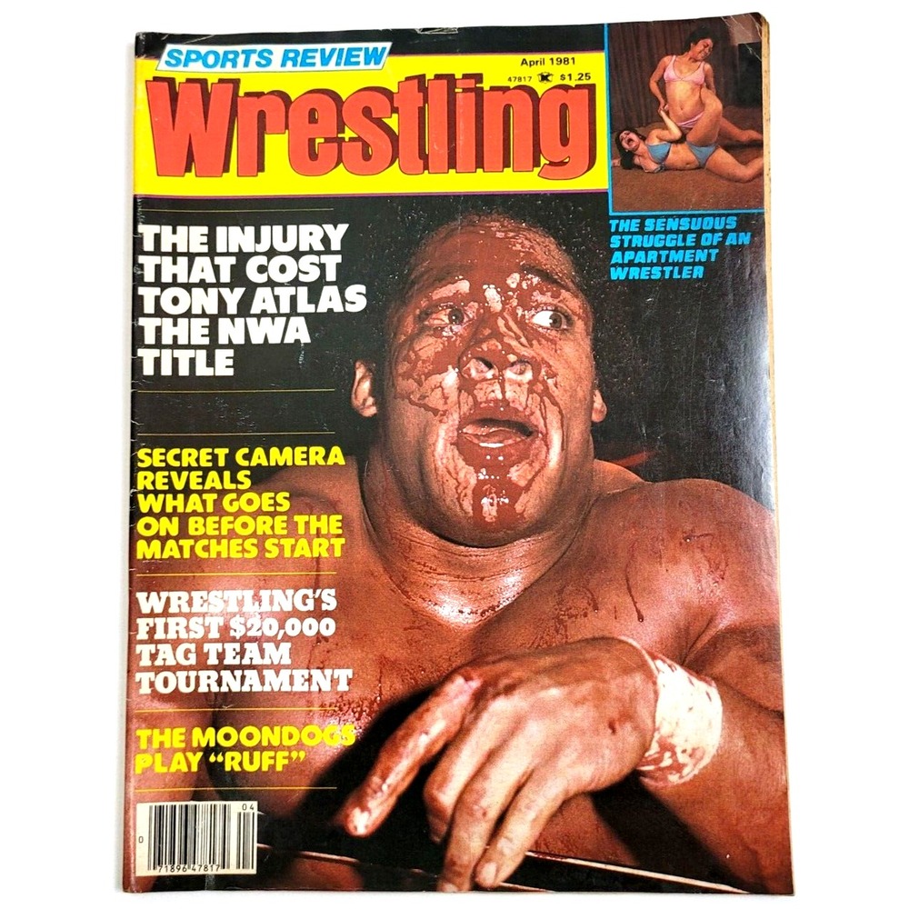 SPORTS REVIEW WRESTLING - APRIL 1981 - TONY ATLAS / HARLEY RACE‎ / MOONDOGS